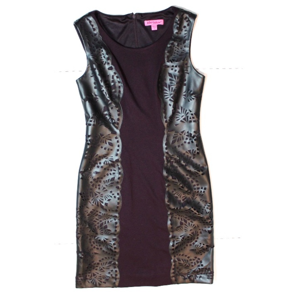 Betsey Johnson faux leather detail dress